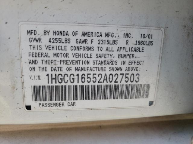 Photo 11 VIN: 1HGCG16552A027503 - HONDA ACCORD EX 