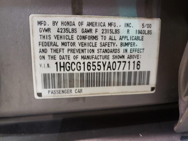 Photo 9 VIN: 1HGCG1655YA077116 - HONDA ACCORD EX 