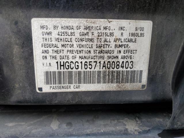 Photo 11 VIN: 1HGCG16571A008403 - HONDA ACCORD 