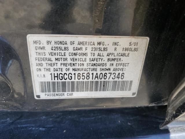 Photo 12 VIN: 1HGCG16581A067346 - HONDA ACCORD EX 