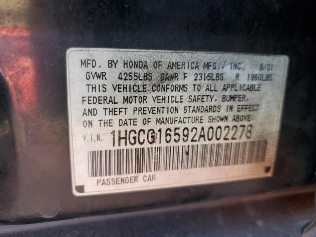 Photo 12 VIN: 1HGCG16592A002278 - HONDA ACCORD 