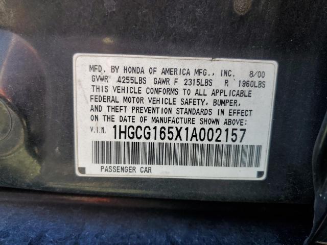 Photo 11 VIN: 1HGCG165X1A002157 - HONDA ACCORD EX 