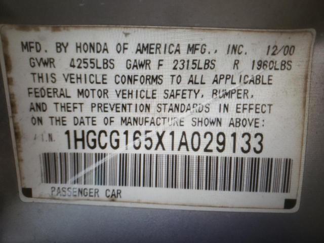 Photo 9 VIN: 1HGCG165X1A029133 - HONDA ACCORD EX 