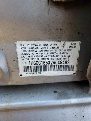 Photo 11 VIN: 1HGCG165X2A048492 - HONDA ACCORD EX 