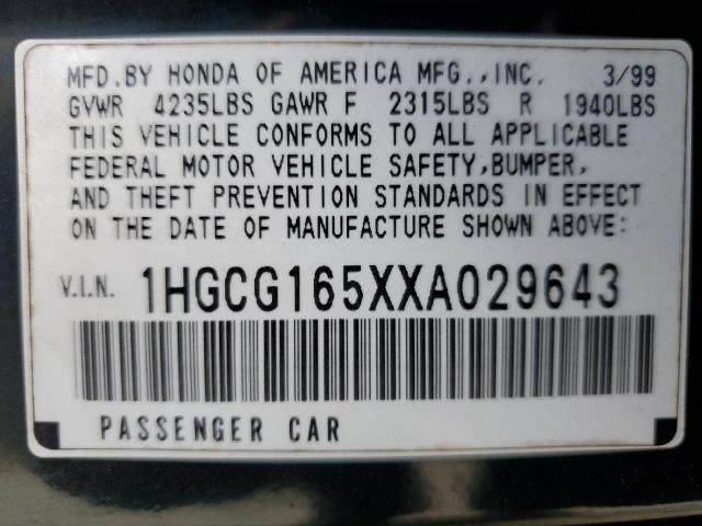 Photo 11 VIN: 1HGCG165XXA029643 - HONDA ACCORD 