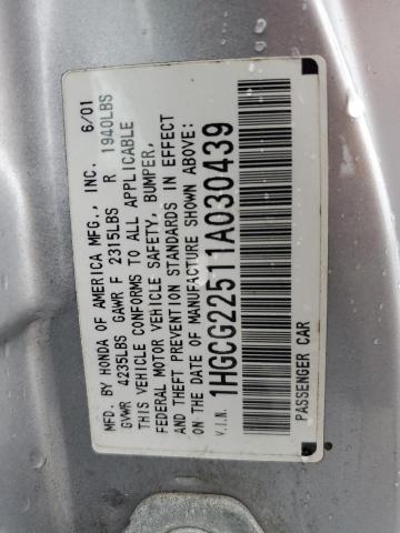 Photo 11 VIN: 1HGCG22511A030439 - HONDA ACCORD EX 