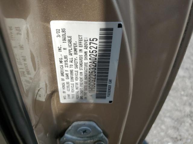 Photo 11 VIN: 1HGCG22532A025275 - HONDA ACCORD EX 