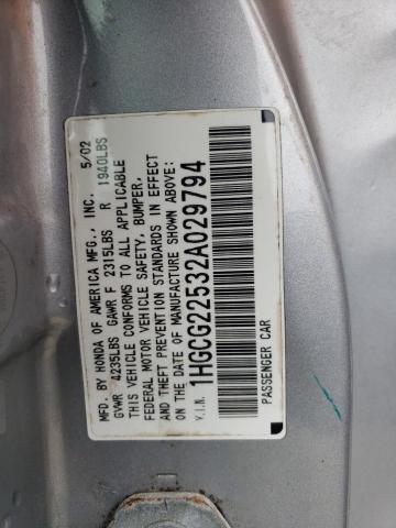 Photo 11 VIN: 1HGCG22532A029794 - HONDA ACCORD 