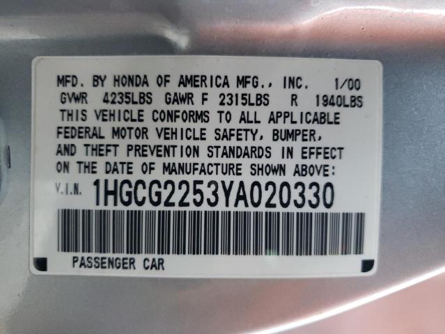 Photo 12 VIN: 1HGCG2253YA020330 - HONDA ACCORD 