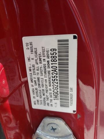 Photo 11 VIN: 1HGCG22552A018859 - HONDA ACCORD EX 