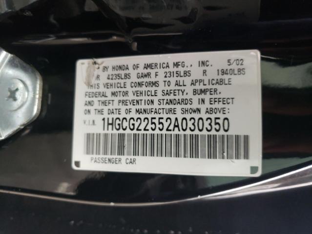 Photo 9 VIN: 1HGCG22552A030350 - HONDA ACCORD EX 