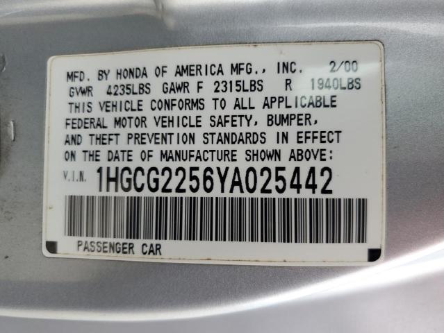 Photo 11 VIN: 1HGCG2256YA025442 - HONDA ACCORD EX 