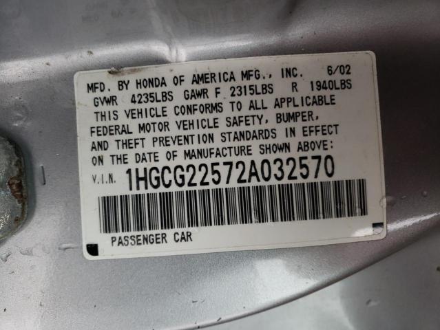 Photo 11 VIN: 1HGCG22572A032570 - HONDA ACCORD 