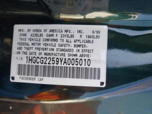 Photo 11 VIN: 1HGCG2259YA005010 - HONDA ACCORD EX 