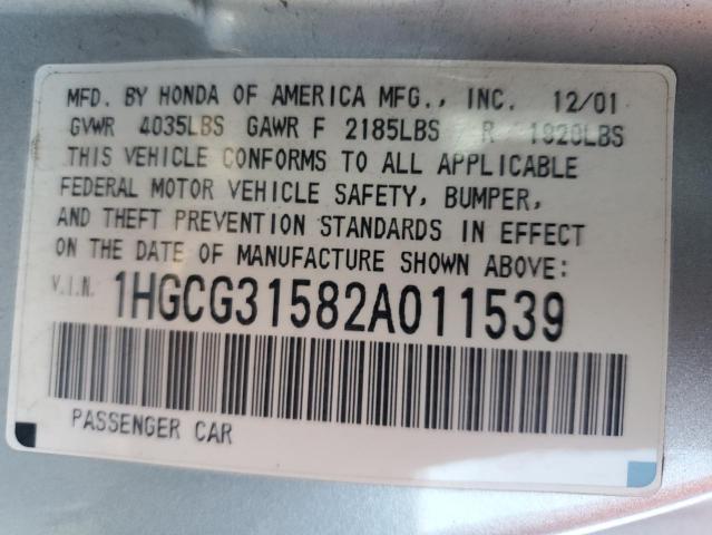 Photo 11 VIN: 1HGCG31582A011539 - HONDA ACCORD 