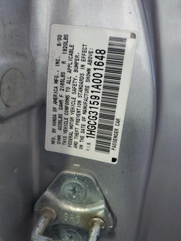 Photo 11 VIN: 1HGCG31591A001648 - HONDA ACCORD EX 