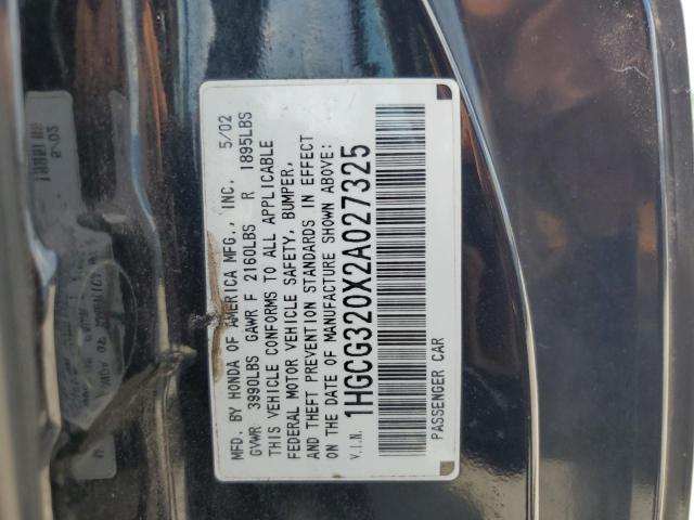 Photo 11 VIN: 1HGCG320X2A027325 - HONDA ACCORD SE 