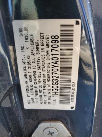 Photo 12 VIN: 1HGCG3270YA017098 - HONDA ACCORD 