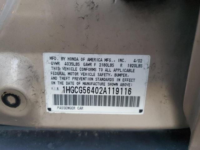 Photo 11 VIN: 1HGCG56402A119116 - HONDA ACCORD LX 