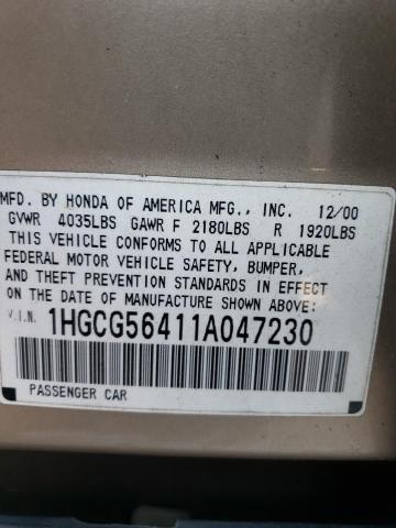 Photo 11 VIN: 1HGCG56411A047230 - HONDA ACCORD 