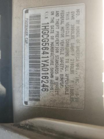 Photo 11 VIN: 1HGCG5641YA016246 - HONDA ACCORD LX 