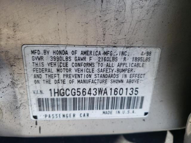 Photo 12 VIN: 1HGCG5643WA160135 - HONDA ACCORD 