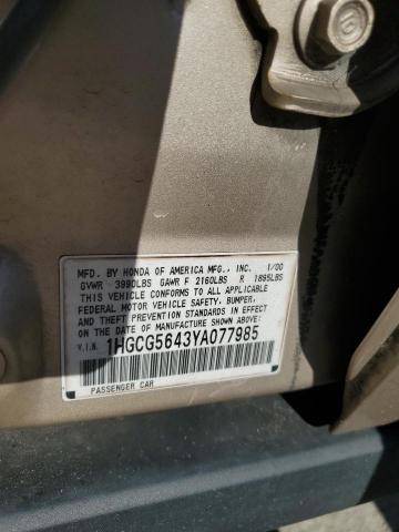 Photo 11 VIN: 1HGCG5643YA077985 - HONDA ACCORD LX 