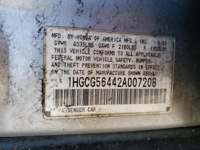 Photo 11 VIN: 1HGCG56442A007208 - HONDA ACCORD 