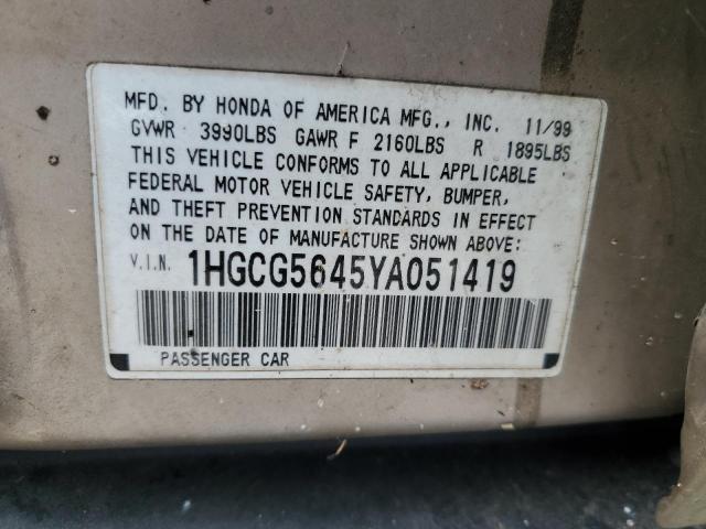 Photo 11 VIN: 1HGCG5645YA051419 - HONDA ACCORD LX 