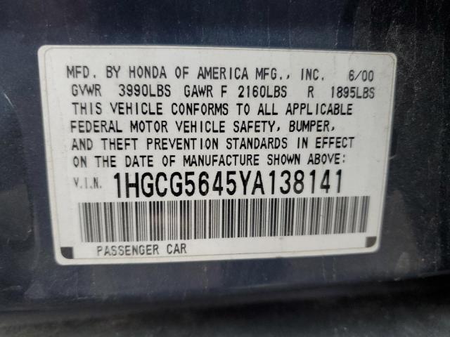 Photo 11 VIN: 1HGCG5645YA138141 - HONDA ACCORD 