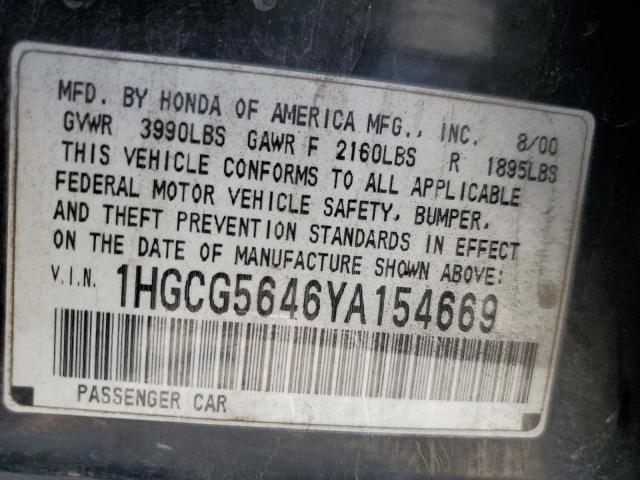 Photo 11 VIN: 1HGCG5646YA154669 - HONDA ACCORD LX 