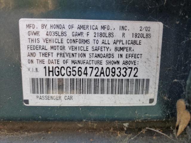 Photo 11 VIN: 1HGCG56472A093372 - HONDA ACCORD LX 