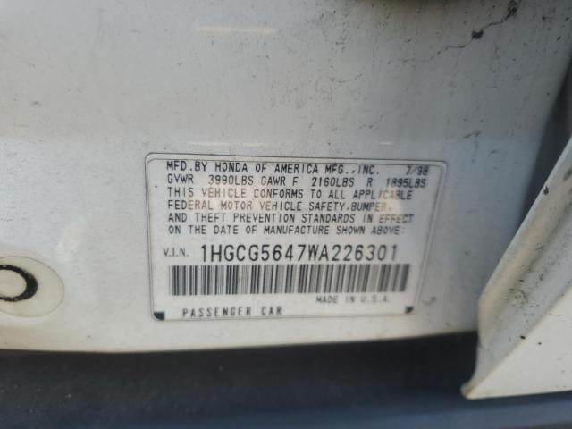 Photo 11 VIN: 1HGCG5647WA226301 - HONDA ACCORD LX 