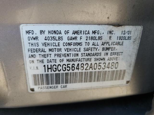 Photo 11 VIN: 1HGCG56482A053480 - HONDA ACCORD LX 