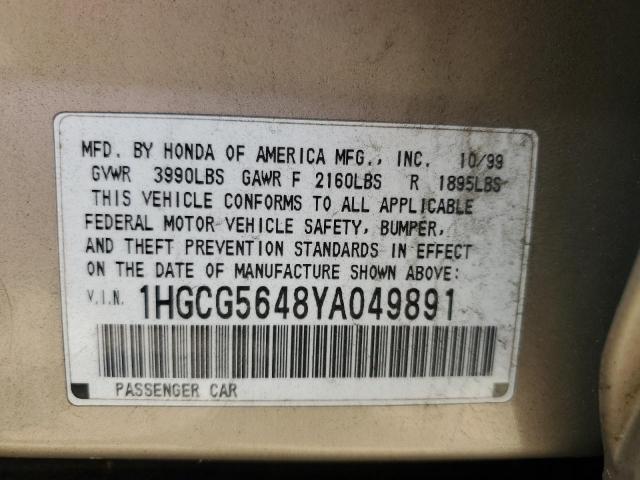 Photo 11 VIN: 1HGCG5648YA049891 - HONDA ACCORD LX 