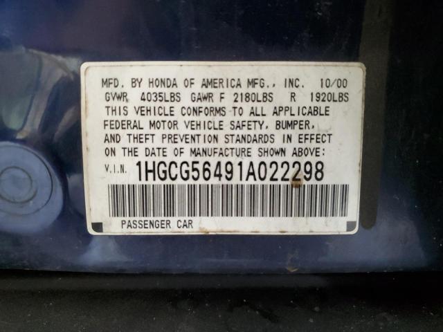 Photo 11 VIN: 1HGCG56491A022298 - HONDA ACCORD LX 