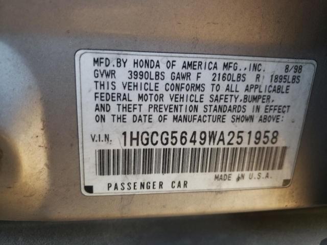 Photo 11 VIN: 1HGCG5649WA251958 - HONDA ACCORD 