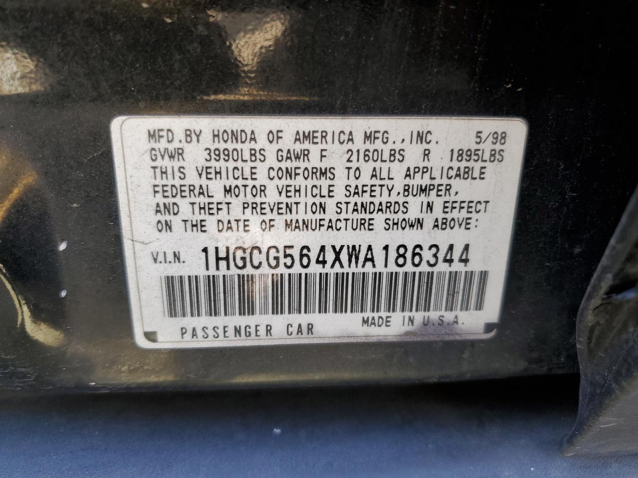 Photo 11 VIN: 1HGCG564XWA186344 - HONDA ACCORD 