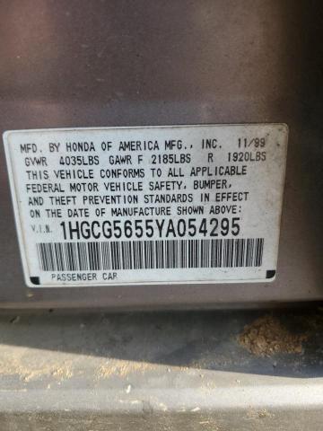 Photo 11 VIN: 1HGCG5655YA054295 - HONDA ACCORD EX 