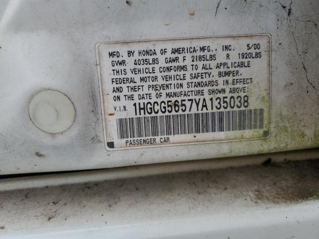 Photo 11 VIN: 1HGCG5657YA135038 - HONDA ACCORD EX 