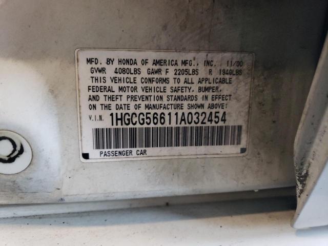 Photo 11 VIN: 1HGCG56611A032454 - HONDA ACCORD 