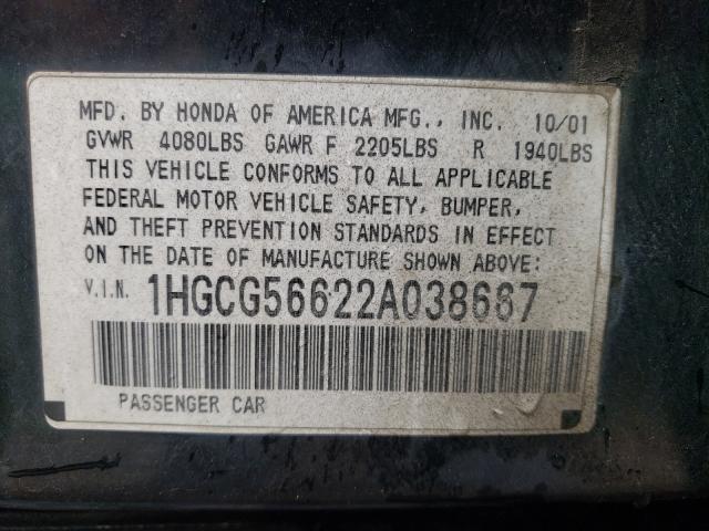 Photo 9 VIN: 1HGCG56622A038667 - HONDA ACCORD EX 