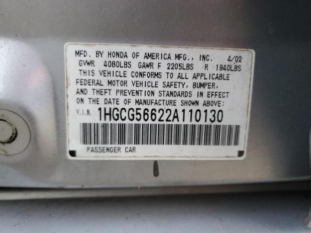 Photo 11 VIN: 1HGCG56622A110130 - HONDA ACCORD EX 