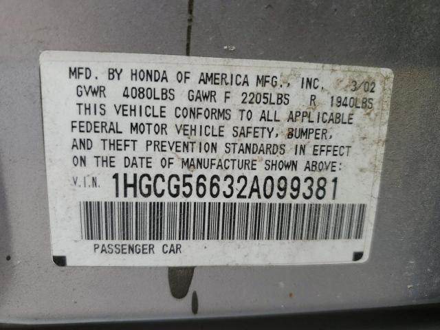 Photo 11 VIN: 1HGCG56632A099381 - HONDA ACCORD 