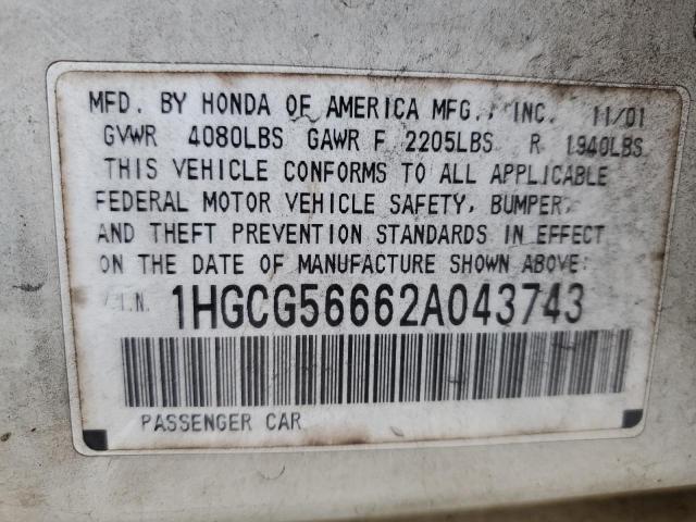 Photo 12 VIN: 1HGCG56662A043743 - HONDA ACCORD EX 