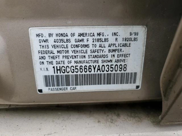 Photo 11 VIN: 1HGCG5666YA035098 - HONDA ACCORD EX 