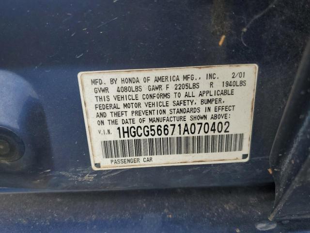 Photo 11 VIN: 1HGCG56671A070402 - HONDA ACCORD 