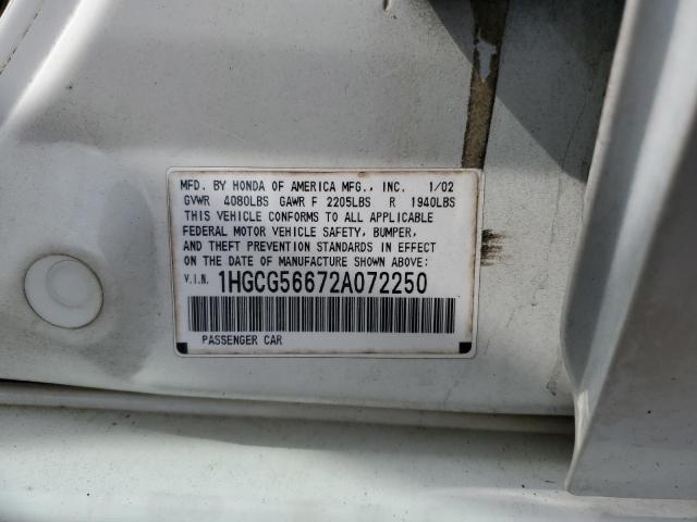 Photo 11 VIN: 1HGCG56672A072250 - HONDA ACCORD EX 