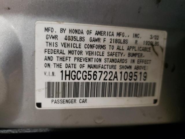 Photo 9 VIN: 1HGCG56722A109519 - HONDA ACCORD SE 