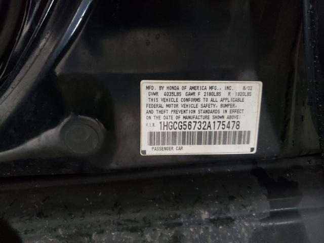 Photo 9 VIN: 1HGCG56732A175478 - HONDA ACCORD SE 